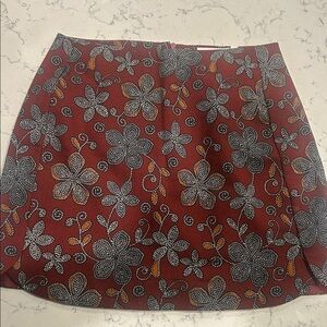 Lush Red and Black Floral Mini Skirt